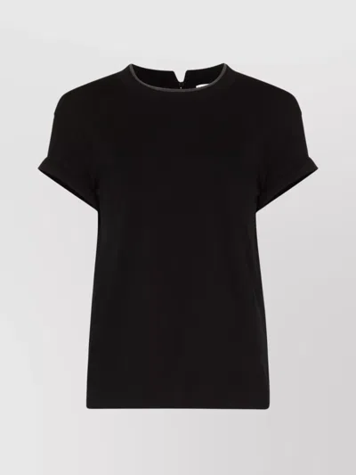 BRUNELLO CUCINELLI CREW NECK COTTON T-SHIRT WITH KEYHOLE BACK