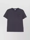 Brunello Cucinelli Crew Neck Cotton T-shirt With Patch Pocket In Gray