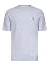 Brunello Cucinelli Crew-neck Embroidered-logo T-shirt In Gray