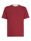 Brunello Cucinelli Coral Cotton Faux Layering T-shirt In Burgundy