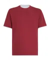 Brunello Cucinelli Coral Cotton Faux Layering T-shirt In Red