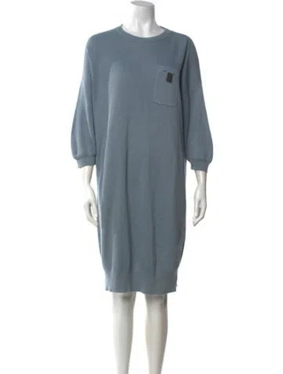 Pre-owned Brunello Cucinelli Crew Neck Knee-length Dress In Blue