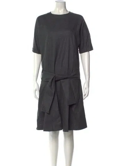 Pre-owned Brunello Cucinelli Crew Neck Knee-length Dress In Gray