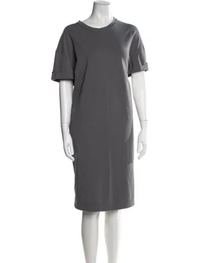 Pre-owned Brunello Cucinelli Crew Neck Knee-length Dress In Gray