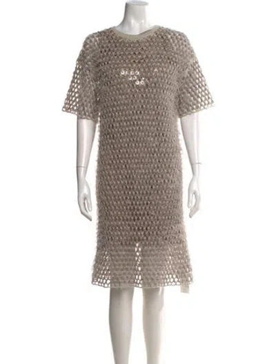 Pre-owned Brunello Cucinelli Crew Neck Knee-length Dress W/ Tags In Neutral