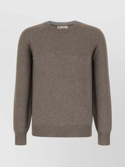 Brunello Cucinelli Crew Neck Knitwear Sweater In Brown