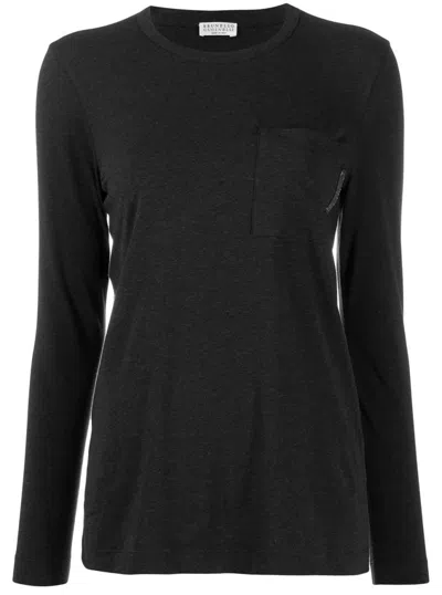 BRUNELLO CUCINELLI BRUNELLO CUCINELLI CREW NECK KNITWEAR WITH ELEGANT POCKET DETAIL