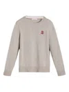 Brunello Cucinelli Crew-neck Logo Cashmere Sweater In Gray