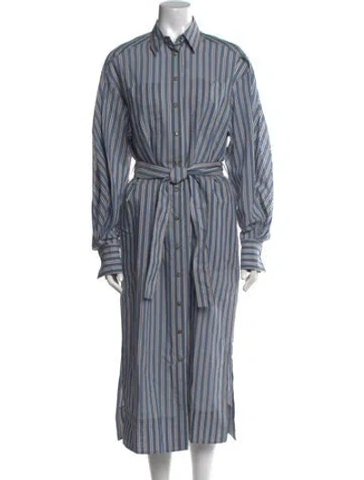 Pre-owned Brunello Cucinelli Crew Neck Long Dress In Blue