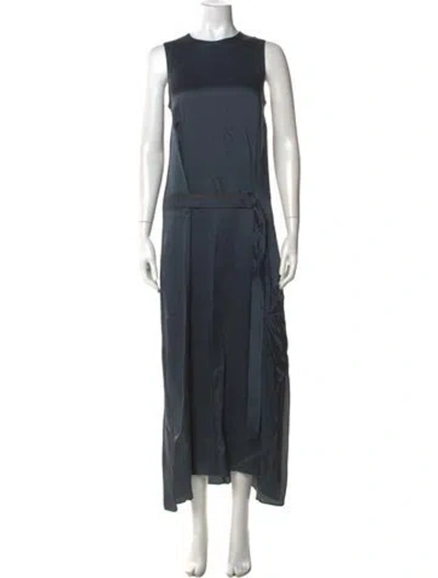 Pre-owned Brunello Cucinelli Crew Neck Long Dress In Blue