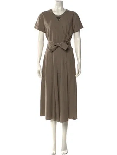 Pre-owned Brunello Cucinelli Crew Neck Long Dress In Brown