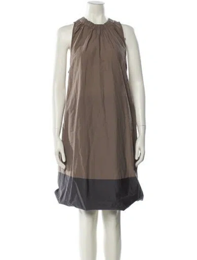 Pre-owned Brunello Cucinelli Crew Neck Long Dress In Brown