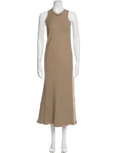Pre-owned Brunello Cucinelli Crew Neck Long Dress In Brown