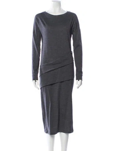 Pre-owned Brunello Cucinelli Crew Neck Long Dress In Gray