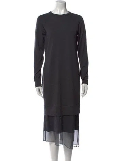 Pre-owned Brunello Cucinelli Crew Neck Long Dress In Gray