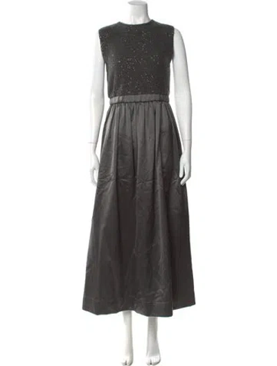 Pre-owned Brunello Cucinelli Crew Neck Long Dress In Gray