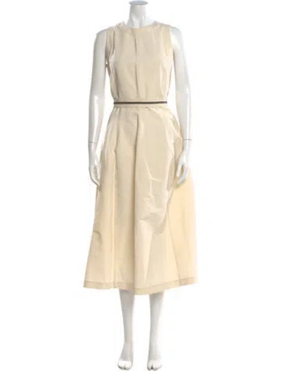 Pre-owned Brunello Cucinelli Crew Neck Long Dress In Neutrals