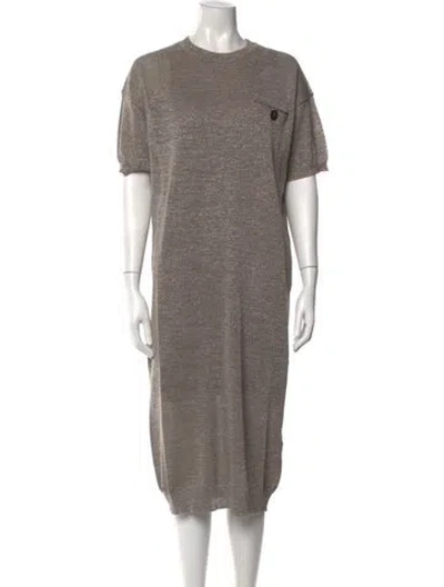 Pre-owned Brunello Cucinelli Crew Neck Long Dress W/ Tags In Brown