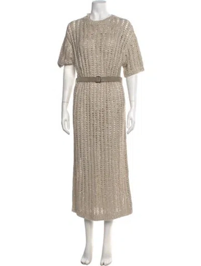 Pre-owned Brunello Cucinelli Crew Neck Long Dress W/ Tags In Neutral