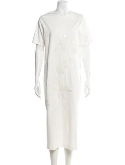 Pre-owned Brunello Cucinelli Crew Neck Long Dress In White
