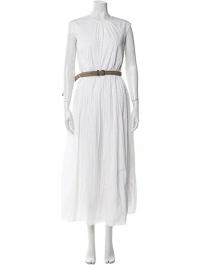 Pre-owned Brunello Cucinelli Crew Neck Long Dress In White