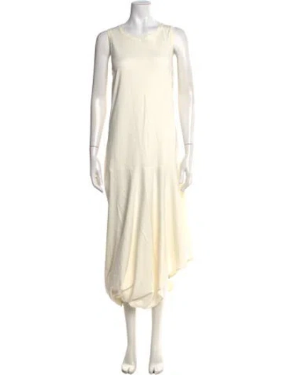 Pre-owned Brunello Cucinelli Crew Neck Long Dress In White