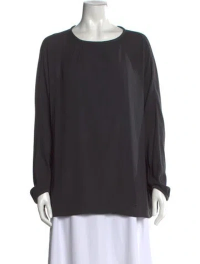 Pre-owned Brunello Cucinelli Crew Neck Long Sleeve Blouse In Gray