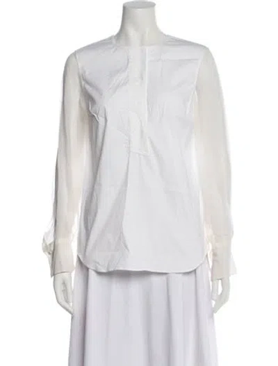Pre-owned Brunello Cucinelli Crew Neck Long Sleeve Blouse In White