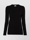 Brunello Cucinelli Long-sleeve Black Top With Classic Crew Neckline In Black