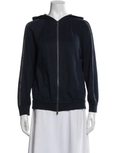 Pre-owned Brunello Cucinelli Crew Neck Long Sleeve Hoodie In Blue