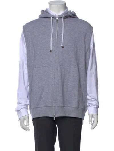 Pre-owned Brunello Cucinelli Crew Neck Long Sleeve Hoodie In Blue