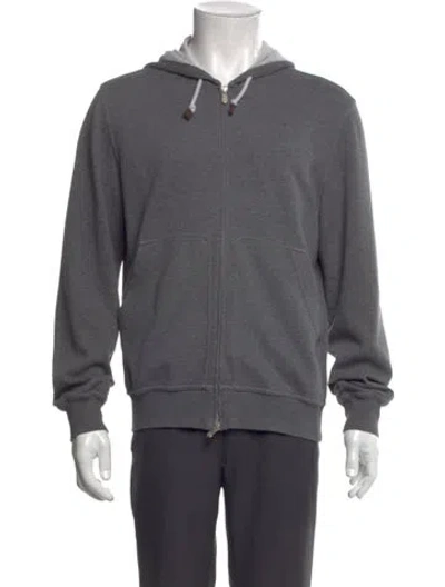 Pre-owned Brunello Cucinelli Crew Neck Long Sleeve Hoodie In Gray