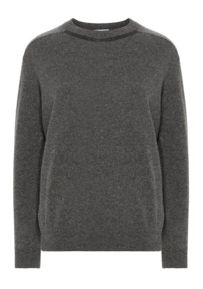 Brunello Cucinelli Crew Neck Long Sleeve Knitwear In Gray