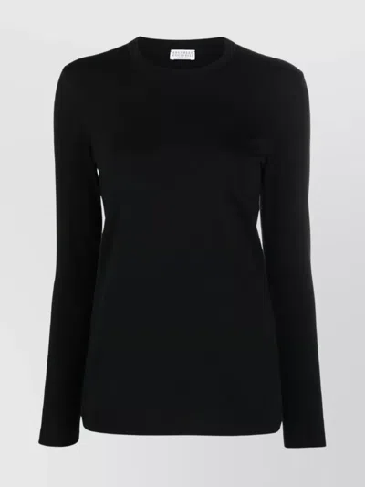 Brunello Cucinelli Crew Neck Long Sleeve Knitwear In Black