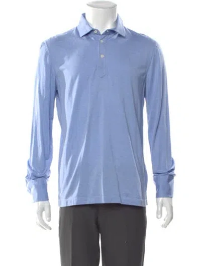 Pre-owned Brunello Cucinelli Crew Neck Long Sleeve Polo Shirt In Blue