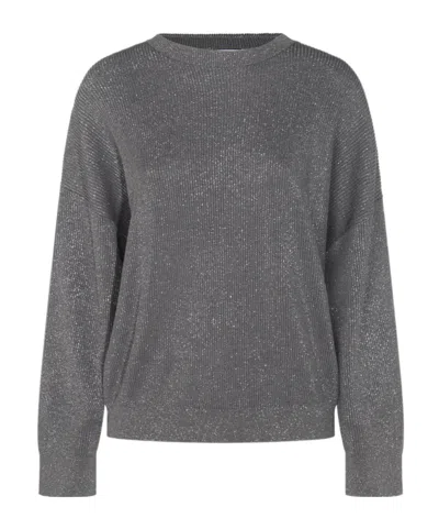 BRUNELLO CUCINELLI BRUNELLO CUCINELLI LUREX DETAILED CREWNECK JUMPER