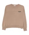 Brunello Cucinelli Crewneck Cashmere Sweater Pocket Detail In Neutral