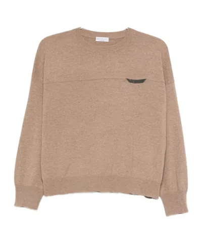 BRUNELLO CUCINELLI BRUNELLO CUCINELLI MONILE DETAILED CROPPED SWEATER