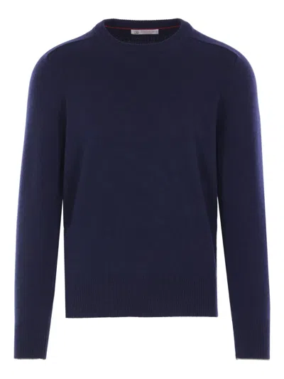 Brunello Cucinelli Cashmere Crew Neck Jumper Clothing In Blue
