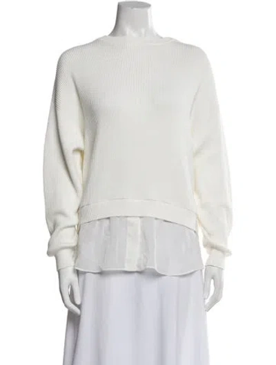 Pre-owned Brunello Cucinelli Crew Neck Long Sleeve Sweatshirt In White