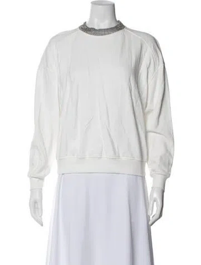Pre-owned Brunello Cucinelli Crew Neck Long Sleeve Sweatshirt In White