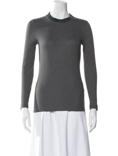 Pre-owned Brunello Cucinelli Crew Neck Long Sleeve Top In Gray