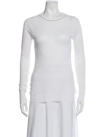 Pre-owned Brunello Cucinelli Crew Neck Long Sleeve Top In White