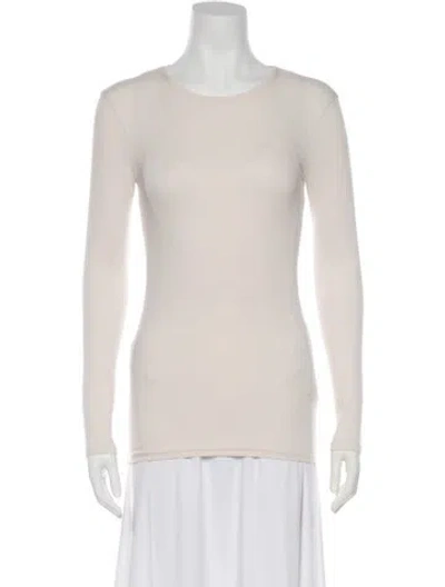 Pre-owned Brunello Cucinelli Crew Neck Long Sleeve Top In White