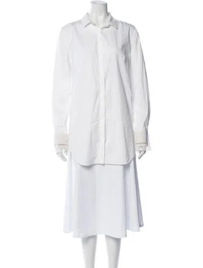Pre-owned Brunello Cucinelli Crew Neck Long Sleeve Top In White