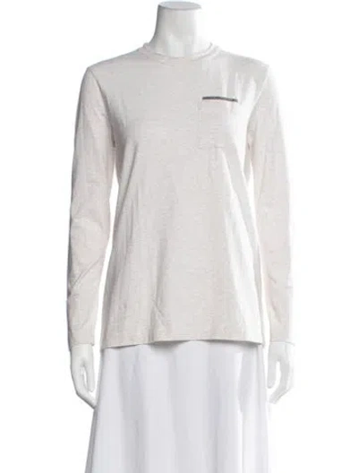 Pre-owned Brunello Cucinelli Crew Neck Long Sleeve T-shirt In Neutrals