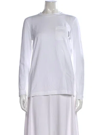 Pre-owned Brunello Cucinelli Crew Neck Long Sleeve T-shirt W/ Tags In White