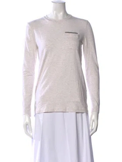 Pre-owned Brunello Cucinelli Crew Neck Long Sleeve T-shirt In White