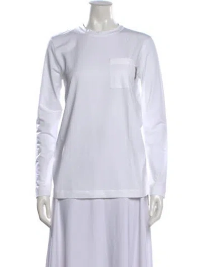 Pre-owned Brunello Cucinelli Crew Neck Long Sleeve T-shirt In White