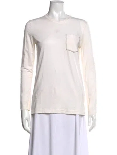 Pre-owned Brunello Cucinelli Crew Neck Long Sleeve T-shirt In White